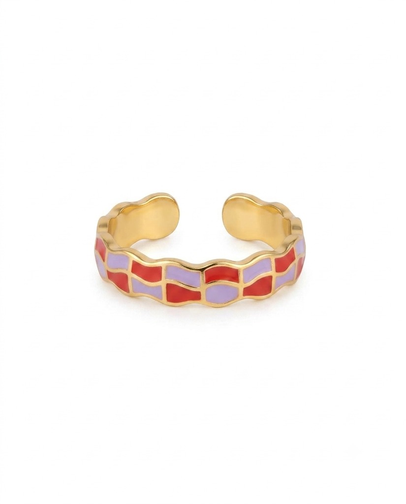 Wavy Checkered Enamel Band